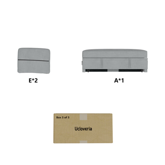 BOX 3 of 3 - Pull-out Part & 1 Pillow of Ucloveria Sectional Sofa Couch, 82" Sleeper Sofa Bed