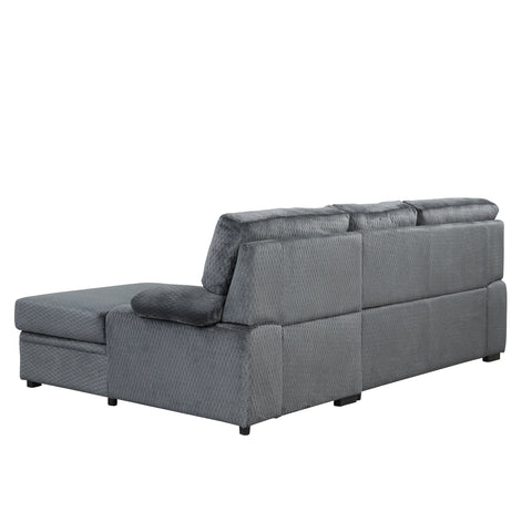 95.7" Modern Padded Upholstered  Sofa Bed Sleeper Sectional Sofa with Storage Chaise and Cup Holder for Living Room Furniture Set