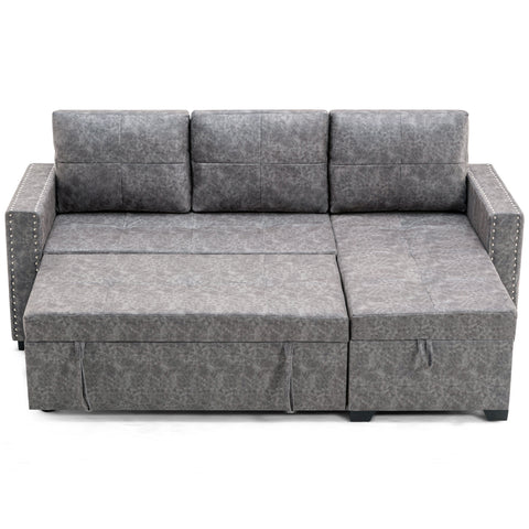 84" L Sectional Sofa with 2 USB Charger,2 seats  Sofa Bed With  Storage chaise,Sleeper Independent Use as Coffee Table,Nail headed,3-seat