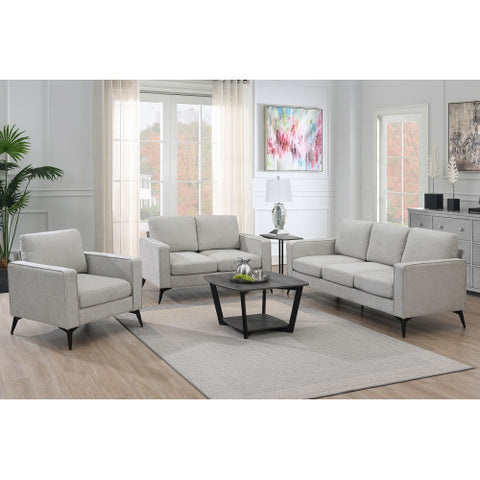 Modern 3-Piece Sofa Sets with Sturdy Metal Legs,Linen Upholstered Couches Sets Including 3-Seat Sofa, Loveseat and Single Chair for Living Room Furniture Set (1+2+3 Seat)