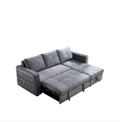 Transform Your Living Room with Ucloveria's 91" Sleeper Sofa Bed with Reversible Storage Chaise - L-Shape Lounge 2 in 1 Sectional Couch with Pull Out Bed in Delta Gray