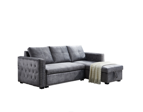 Transform Your Living Room with Ucloveria's 91" Sleeper Sofa Bed with Reversible Storage Chaise - L-Shape Lounge 2 in 1 Sectional Couch with Pull Out Bed in Delta Gray