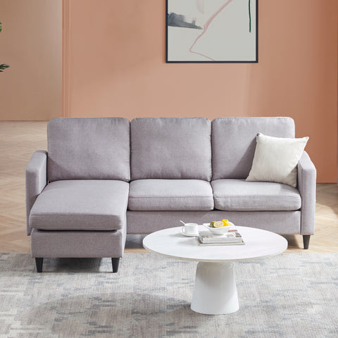 Orisfur. Reversible Sectional Sofa with Handy Side Pocket，Living Room L-Shape 3-Seater Couch with Modern Linen Fabric for Small Space