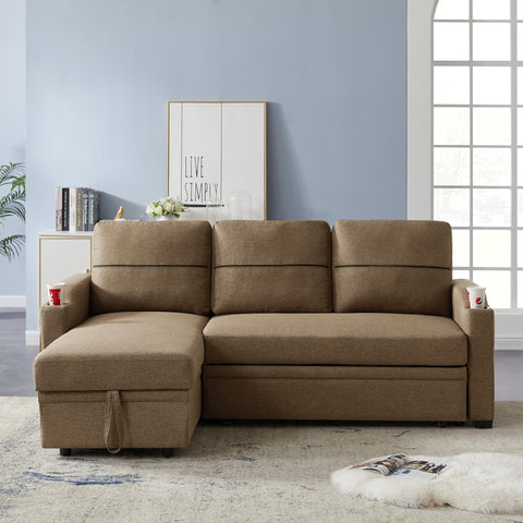 Brown broaching storage sofa