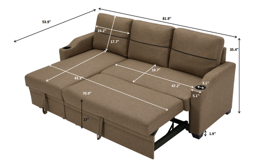 Brown broaching storage sofa