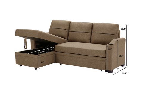 Brown broaching storage sofa