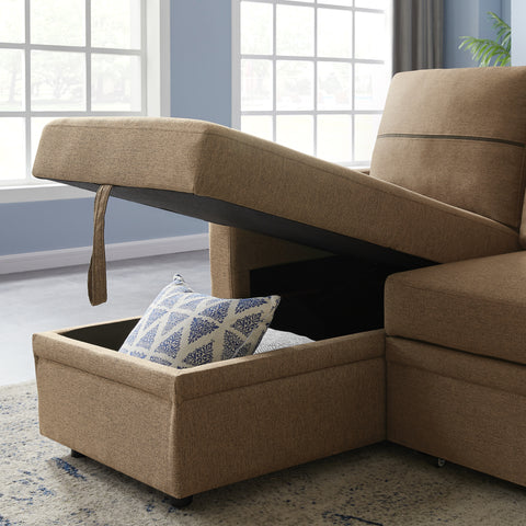 Brown broaching storage sofa