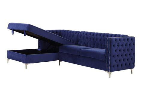 Sectional Sofa, Navy Blue Velvet