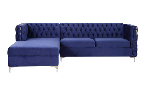 Sectional Sofa, Navy Blue Velvet