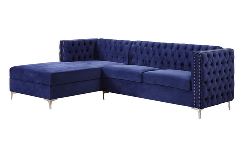 Sectional Sofa, Navy Blue Velvet