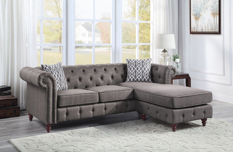 Reversible Sectional Sofa in Brown Fabric