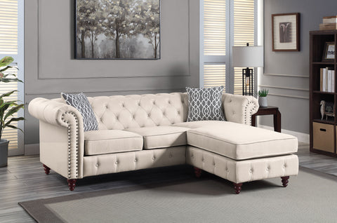 Reversible Sectional Sofa in Brown Fabric