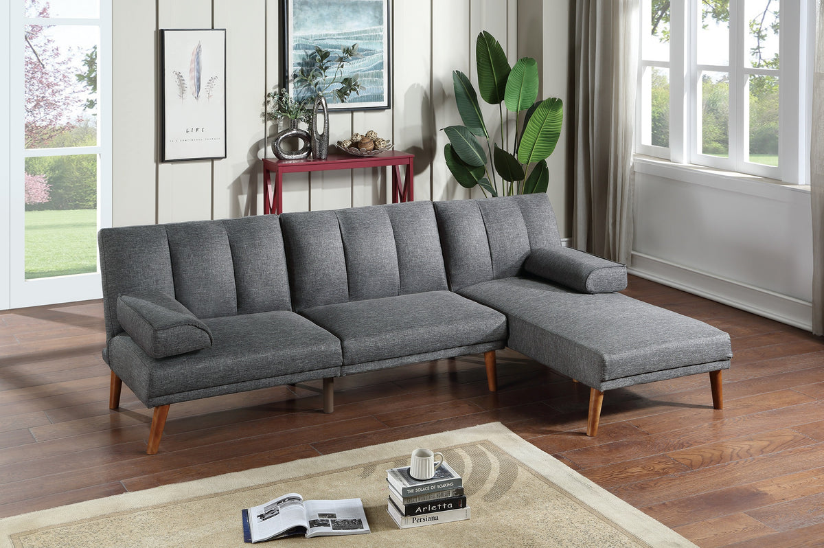 Polyfiber Sectional Sofa Set Living Room Furniture Solid wood Legs Plush Couch Adjustable Sofa Chaise Blue Grey