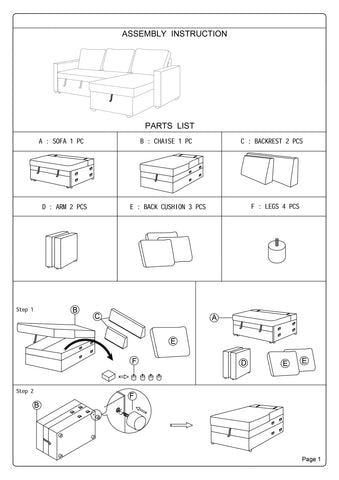 Convertible Sectional Sofa Ash Black Pull out Bed Couch Storage Chaise Reversible Sectionals Living Room Furniture Lounge