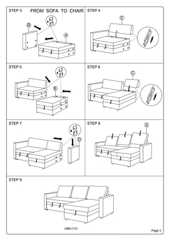 Convertible Sectional Sofa Ash Black Pull out Bed Couch Storage Chaise Reversible Sectionals Living Room Furniture Lounge