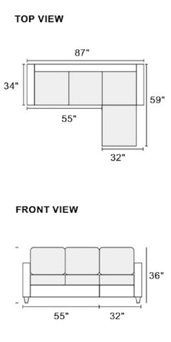 Living Room Corner Sectional Dark Coffee Polyfiber Chaise sofa Reversible Sectional