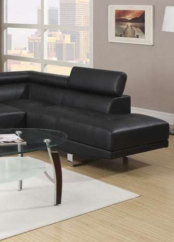 Sectional Living Room Furniture Faux Leather Adjustable Headrest Right Facing Chaise & Left Facing Sofa Black Color