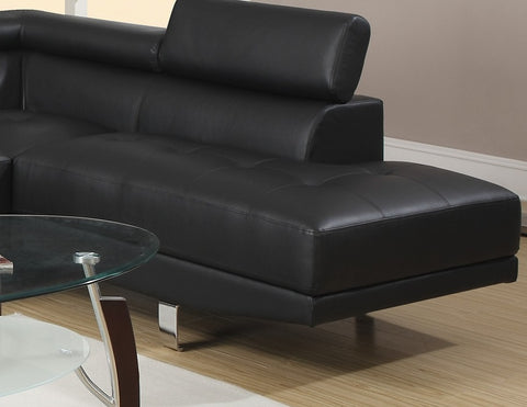 Sectional Living Room Furniture Faux Leather Adjustable Headrest Right Facing Chaise & Left Facing Sofa Black Color