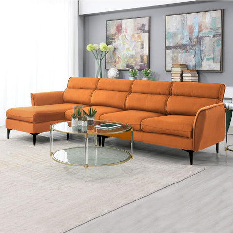 111 " Convertible Sectional Sofa Couch , Flannel L Shape Furniture Couch with Chaise Left/Right Handed Chaise