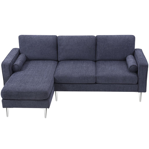 86" Convertible Sectional Sofa, Modern Chenille Fabric Sectional Sofa, L-Shaped Couch 3-Seat Sofa Sectional with Reversible Chaise (2 Pillows)