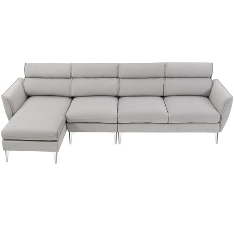 111 " Convertible Sectional Sofa Couch , Flannel L Shape Furniture Couch with Chaise Left/Right Handed Chaise