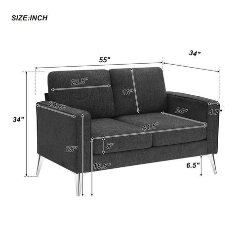 Modern 3-Piece Sofa Sets with Sturdy Metal Legs,Linen Upholstered Couches Sets Including 3-Seat Sofa, Loveseat and Single Chair for Living Room Furniture Set (1+2+3 Seat)