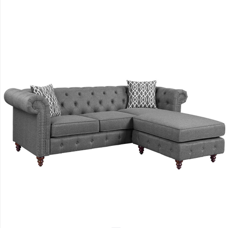 Reversible Sectional Sofa in Brown Fabric