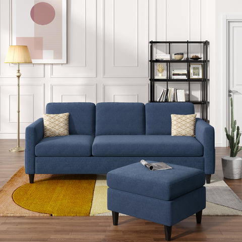 Orisfur. Reversible Sectional Sofa with Handy Side Pocket，Living Room L-Shape 3-Seater Couch with Modern Linen Fabric for Small Space