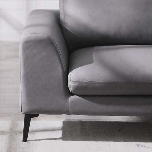 [Video]141.5" Huge a Shaped Corner Sofa with Metal Legs,Large Corner Wedge with Deep Seat,99% Finished, Modern English Arm,Right-handed,Leathaire Fabric,Grey