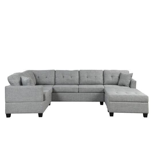 121.3" Oversized Sectional Sofa with Storage Ottoman, U Shaped Sectional Couch with 2 Throw Pillows  for Large Space Dorm Apartment.