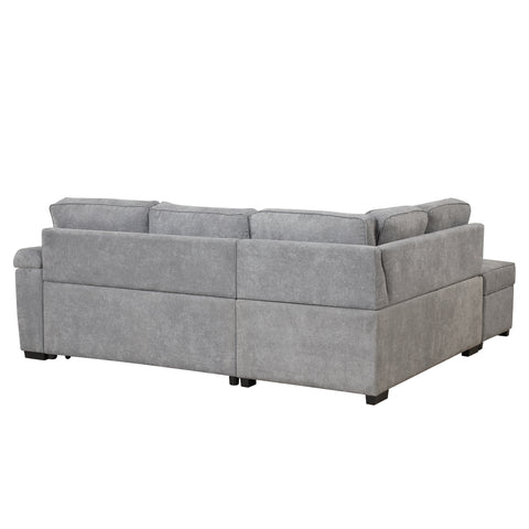 87.4" Sleeper Sofa Bed,2 in 1 Pull Out sofa bed L Shape Couch with Storage Ottoman for Living Room,Bedroom Couch and Small Apartment，Gray