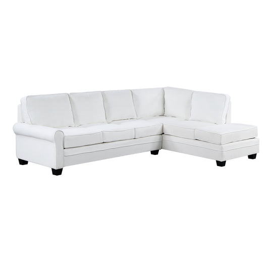 Orisfur. Reversible Sectional Sofa, Modern Linen Upholstered Sofa Couch with Scrolled Arm for Living Room Space