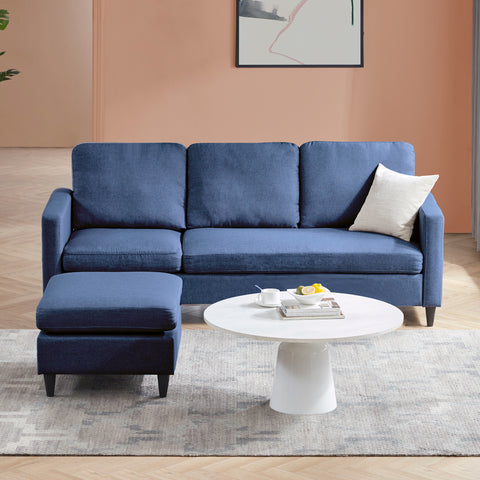 Orisfur. Reversible Sectional Sofa with Handy Side Pocket，Living Room L-Shape 3-Seater Couch with Modern Linen Fabric for Small Space