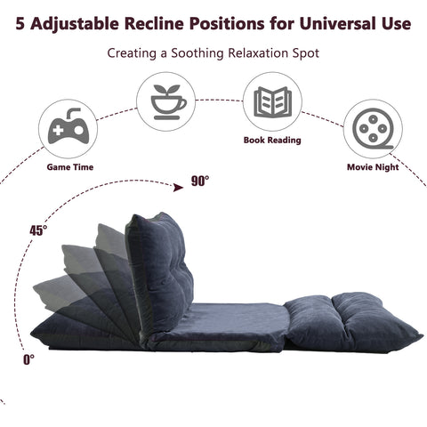 Orisfur. Lazy Sofa Adjustable Folding Futon Sofa Video Gaming Sofa with Two Pillows