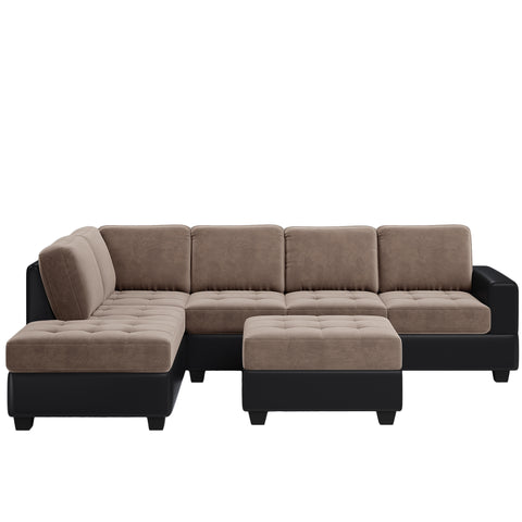 Orisfur. Modern Sectional Sofa with Reversible Chaise, L Shaped  Couch Set with Storage Ottoman and Two Cup Holders for Living Room