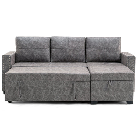 84" L Sectional Sofa with 2 USB Charger,2 seats  Sofa Bed With  Storage chaise,Sleeper Independent Use as Coffee Table,Nail headed,3-seat