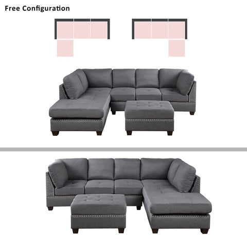 Orisfur. Reversible Sectional Sofa Space Saving with Storage Ottoman Rivet Ornament L-shape Couch for Small or Large Space Dorm Apartment