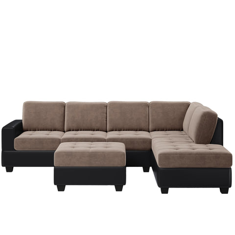 Orisfur. Modern Sectional Sofa with Reversible Chaise, L Shaped  Couch Set with Storage Ottoman and Two Cup Holders for Living Room