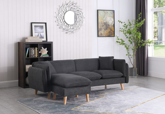 Brayden Dark Gray Fabric Sectional Sofa Chaise