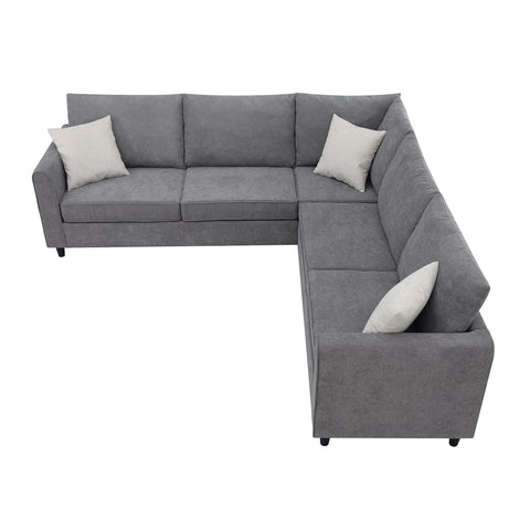 [VIDEO provided] [New] 88*88" Modern Upholstered Living Room Sectional Sofa, L Shape Furniture Couch with 3 Pillows