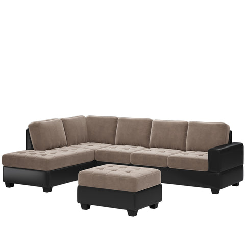 Orisfur. Modern Sectional Sofa with Reversible Chaise, L Shaped  Couch Set with Storage Ottoman and Two Cup Holders for Living Room