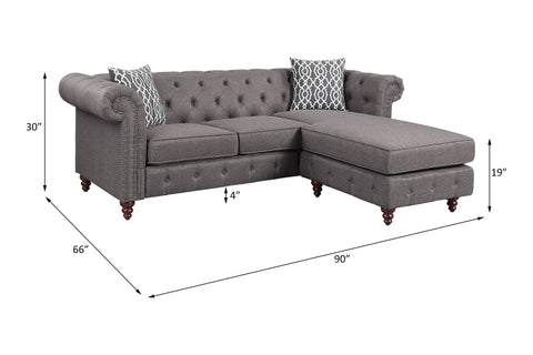 Reversible Sectional Sofa in Brown Fabric