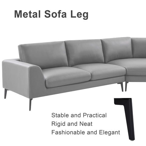 [Video]141.5" Huge a Shaped Corner Sofa with Metal Legs,Large Corner Wedge with Deep Seat,99% Finished, Modern English Arm,Right-handed,Leathaire Fabric,Grey