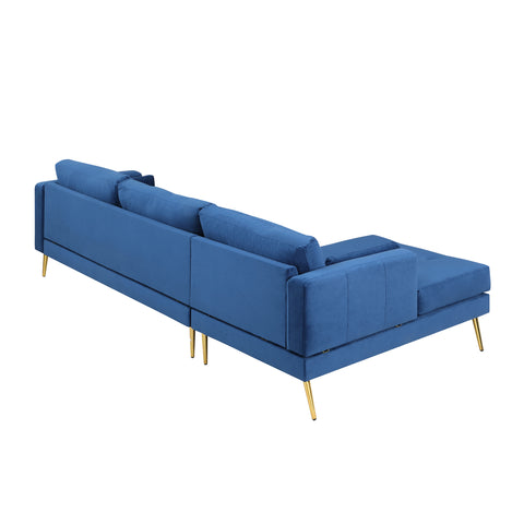 Orisfur. Sectional Sofa with Two Pillows, L-Shape Upholstered Couch with Modern Elegant Velvet for Living Room Apartment