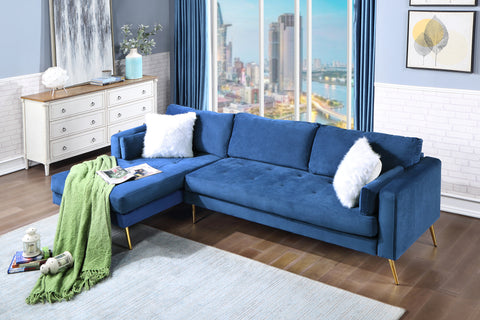 Orisfur. Sectional Sofa with Two Pillows, L-Shape Upholstered Couch with Modern Elegant Velvet for Living Room Apartment