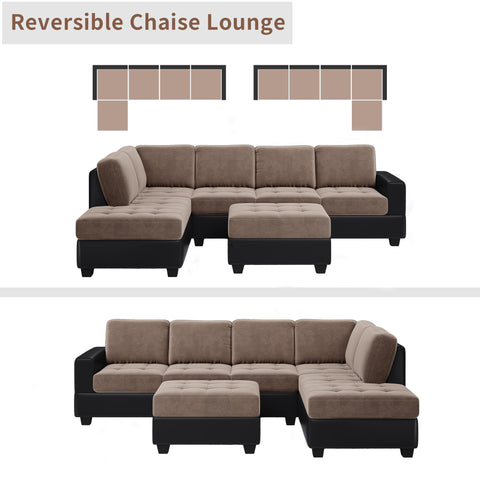 Orisfur. Modern Sectional Sofa with Reversible Chaise, L Shaped  Couch Set with Storage Ottoman and Two Cup Holders for Living Room