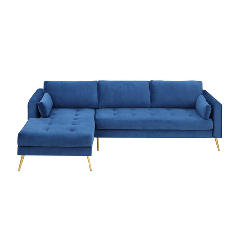 Orisfur. Sectional Sofa with Two Pillows, L-Shape Upholstered Couch with Modern Elegant Velvet for Living Room Apartment