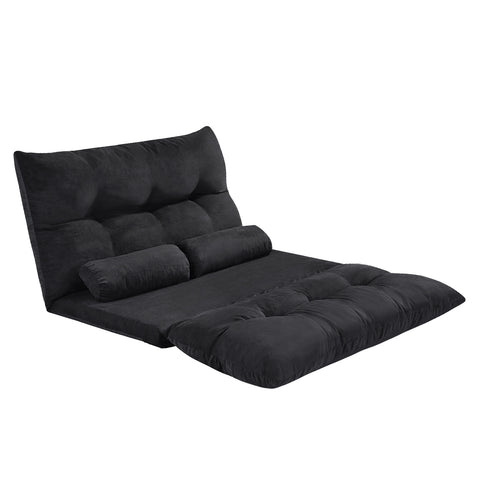 Orisfur. Lazy Sofa Adjustable Folding Futon Sofa Video Gaming Sofa with Two Pillows