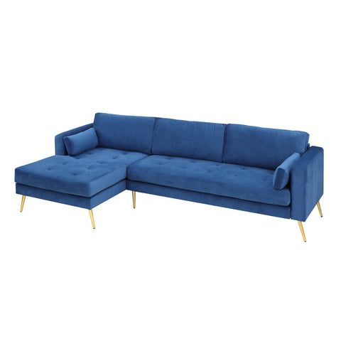 Orisfur. Sectional Sofa with Two Pillows, L-Shape Upholstered Couch with Modern Elegant Velvet for Living Room Apartment