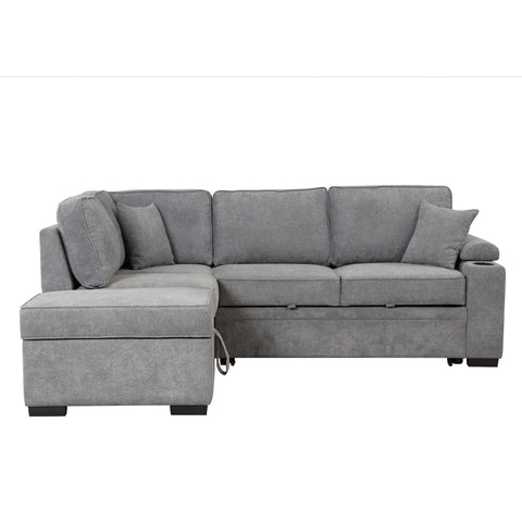 87.4" Sleeper Sofa Bed,2 in 1 Pull Out sofa bed L Shape Couch with Storage Ottoman for Living Room,Bedroom Couch and Small Apartment，Gray